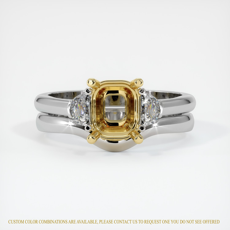 18K Yellow & White Three Stone Ring Setting
