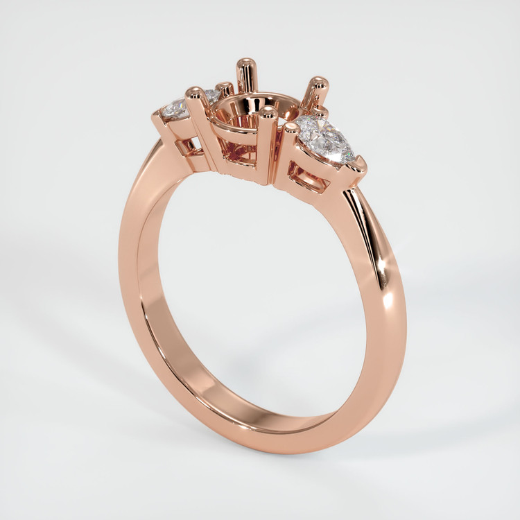 14K Rose Gold Three Stone Ring Setting