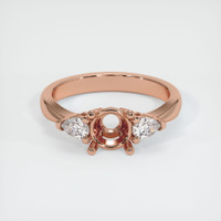 14K Rose Gold Three Stone Ring Setting Image