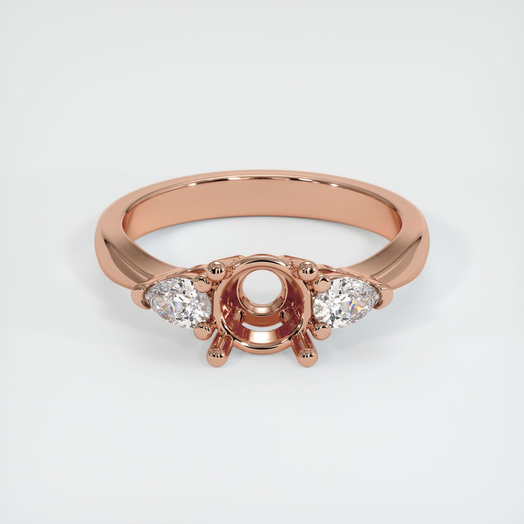 14K Rose Gold Three Stone Ring Setting