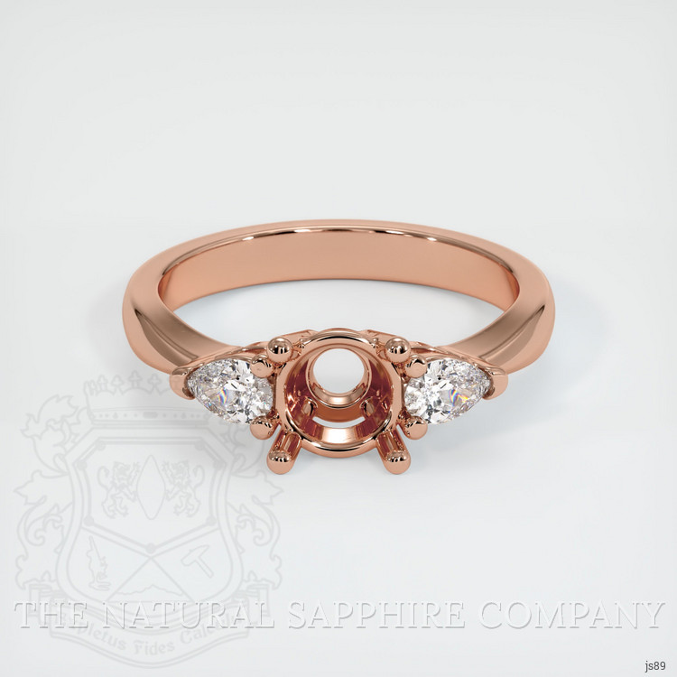 14K Rose Gold Three Stone Ring Setting