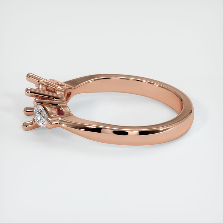 14K Rose Gold Three Stone Ring Setting