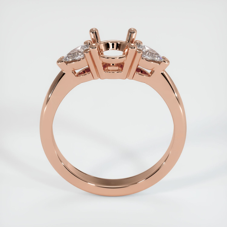 14K Rose Gold Three Stone Ring Setting