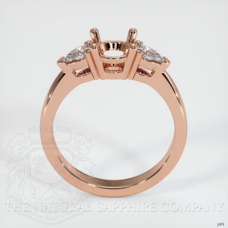 14K Rose Gold Three Stone Ring Setting