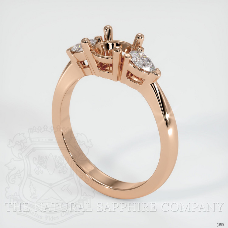 18K Rose Gold Three Stone Ring Setting