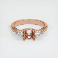 18K Rose Gold Three Stone Ring Setting Image
