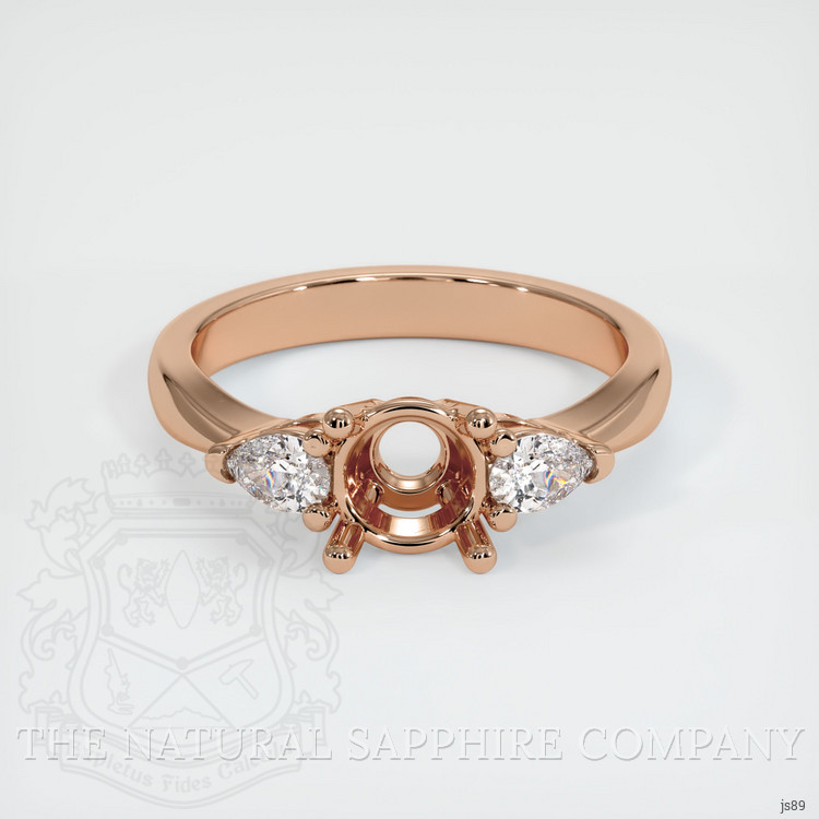 18K Rose Gold Three Stone Ring Setting