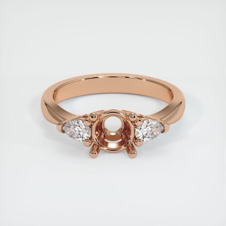 18K Rose Gold Three Stone Ring Setting