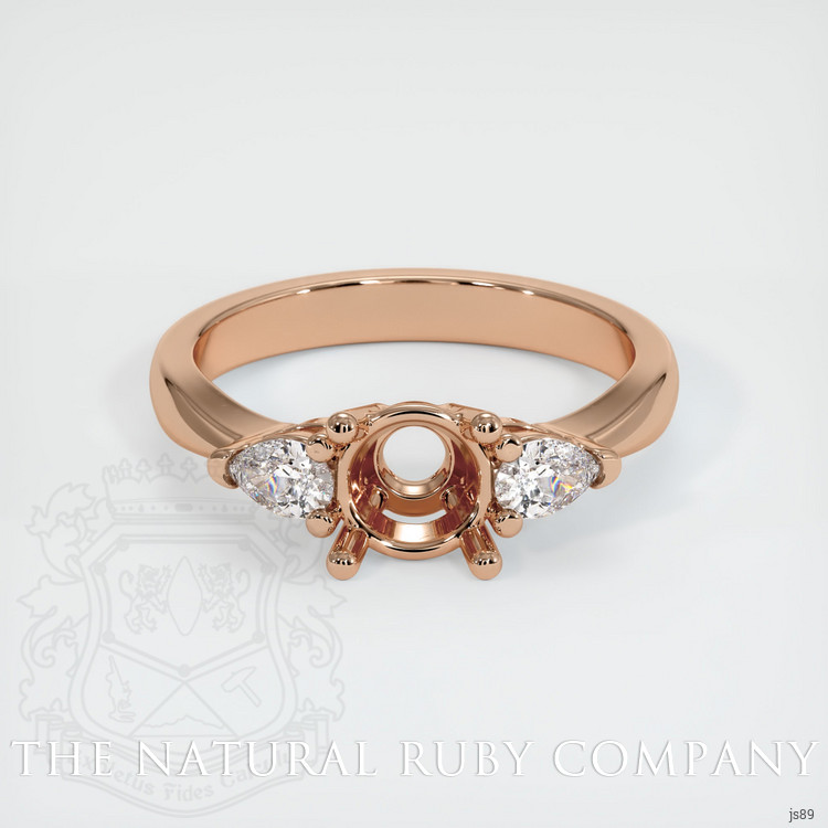 18K Rose Gold Three Stone Ring Setting