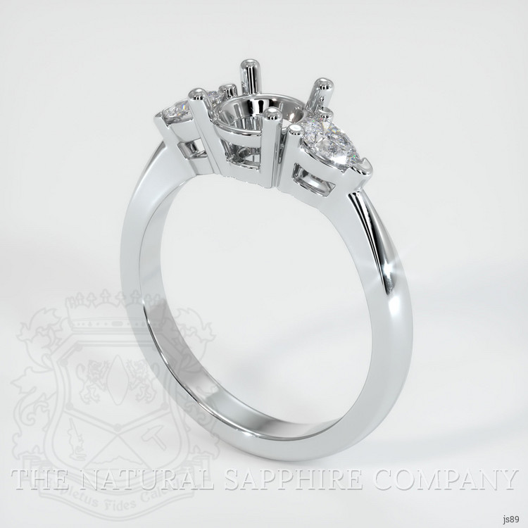 10K White Gold Three Stone Ring Setting