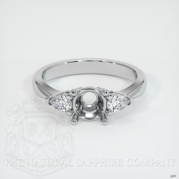 10K White Gold Three Stone Ring Setting