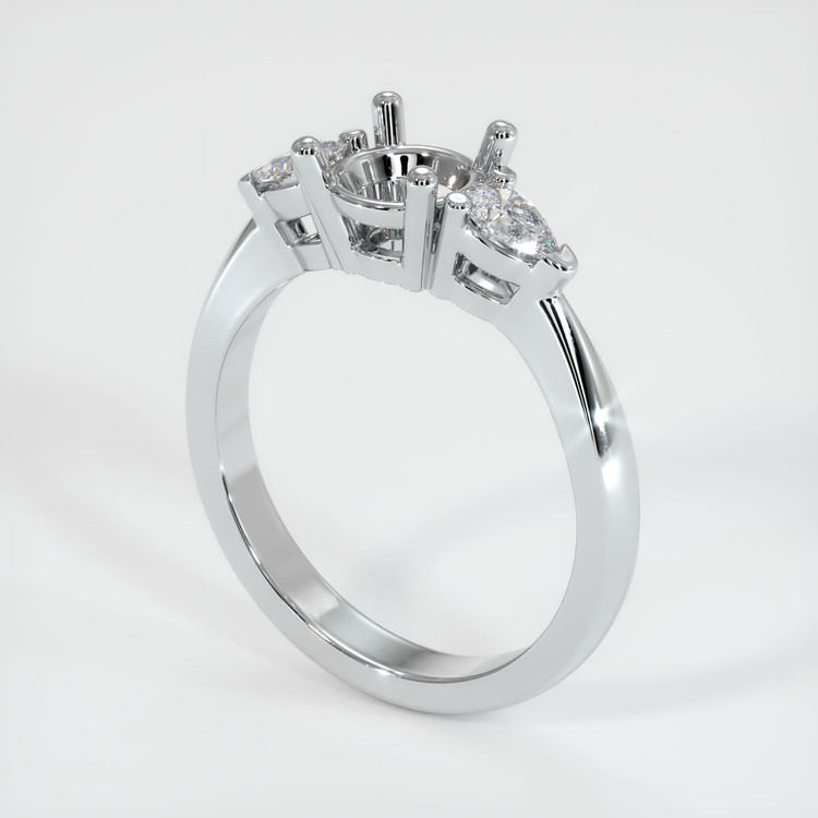 14K White Gold Three Stone Ring Setting
