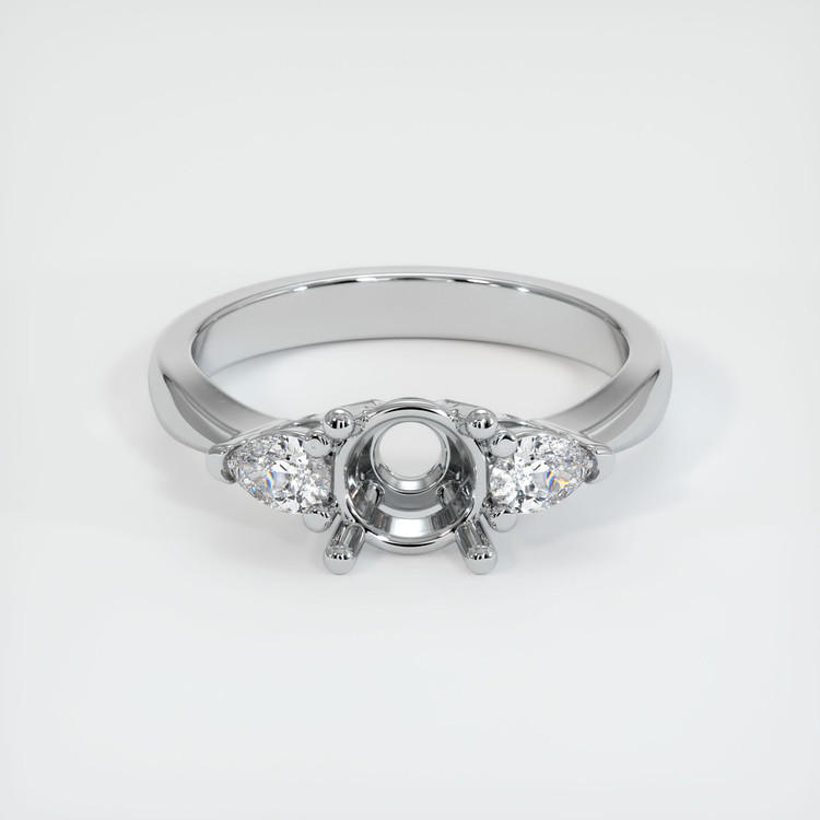 14K White Gold Three Stone Ring Setting