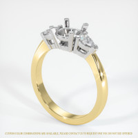 14K White & Yellow Three Stone Ring Setting Image