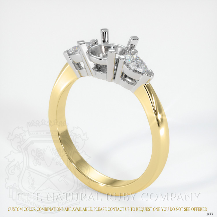 14K White & Yellow Three Stone Ring Setting