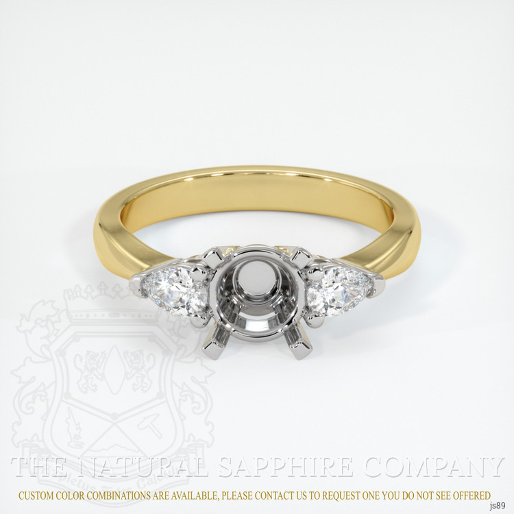 14K White & Yellow Three Stone Ring Setting