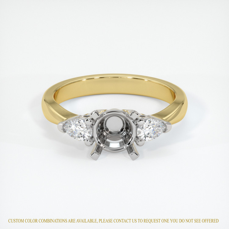 14K White & Yellow Three Stone Ring Setting