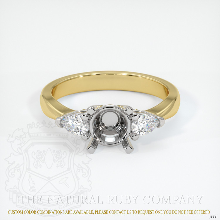 14K White & Yellow Three Stone Ring Setting