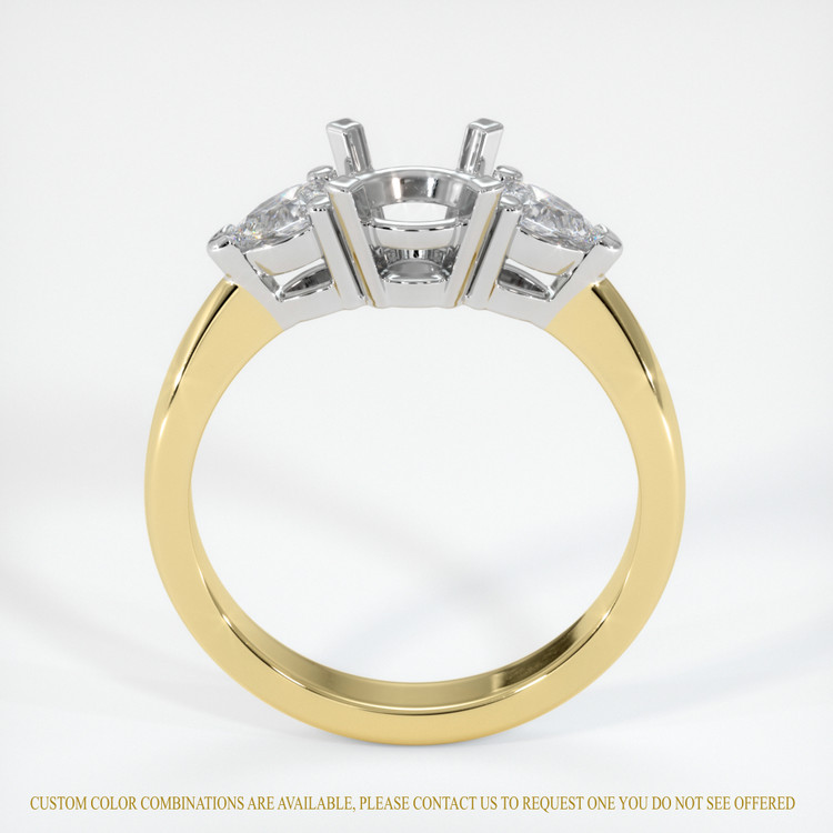 14K White & Yellow Three Stone Ring Setting