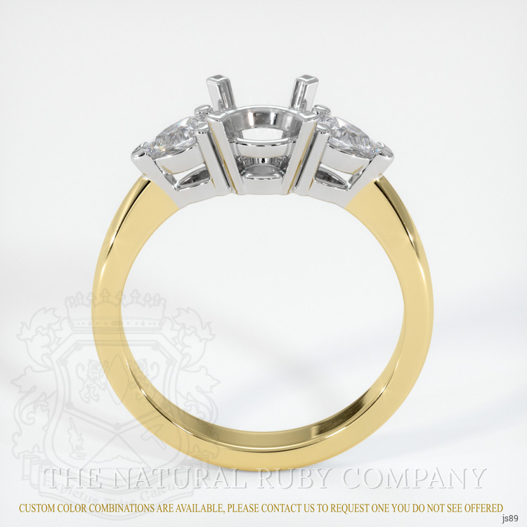 14K White & Yellow Three Stone Ring Setting