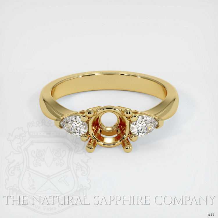 18K Yellow Gold Three Stone Ring Setting