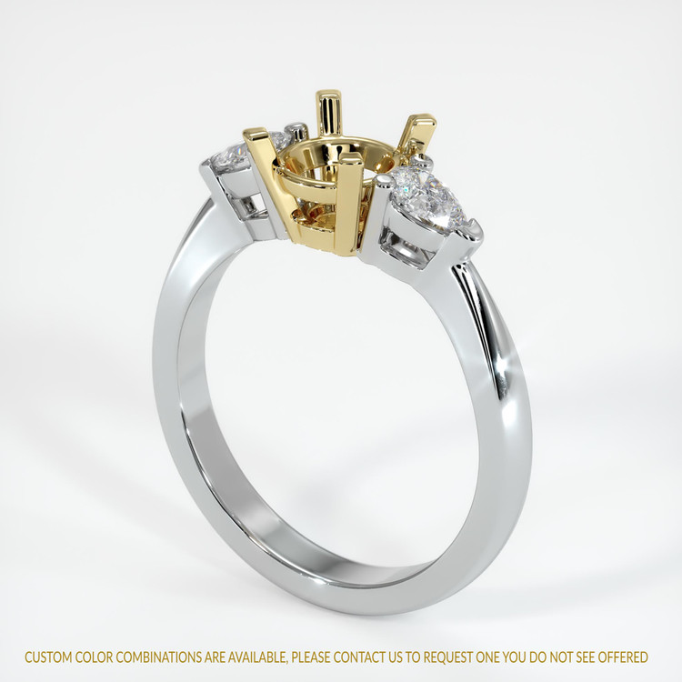 14K Yellow & White Three Stone Ring Setting