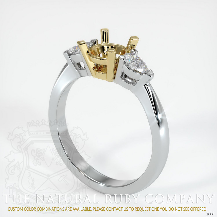 14K Yellow & White Three Stone Ring Setting