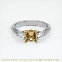 14K Yellow & White Three Stone Ring Setting Image