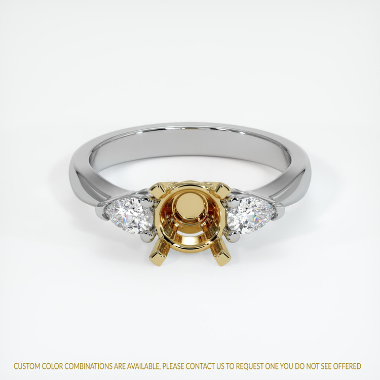 14K Yellow & White Three Stone Ring Setting