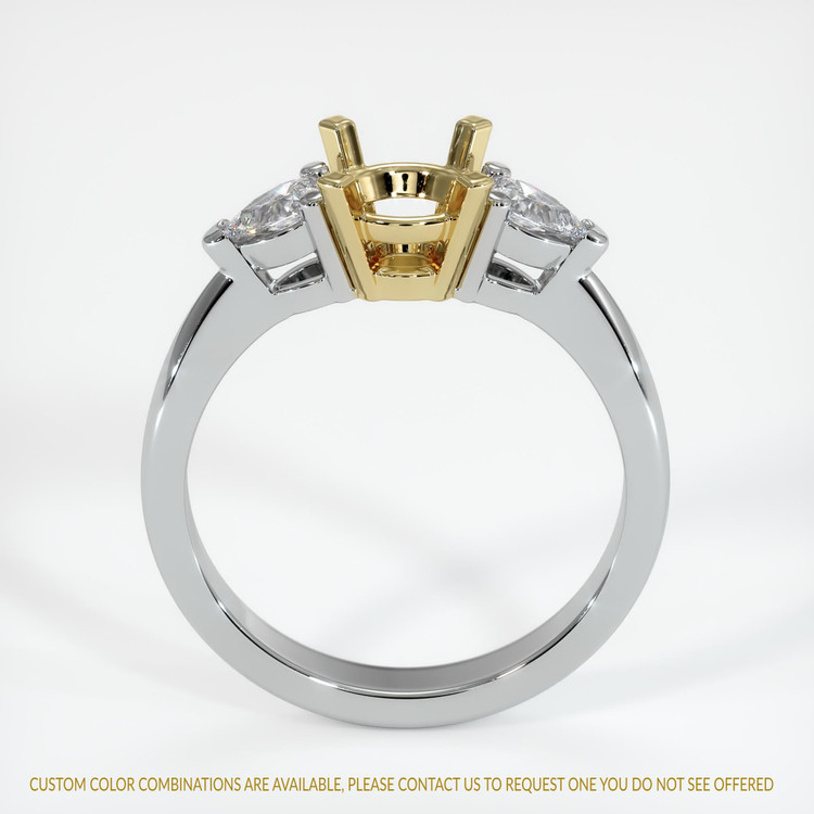 14K Yellow & White Three Stone Ring Setting