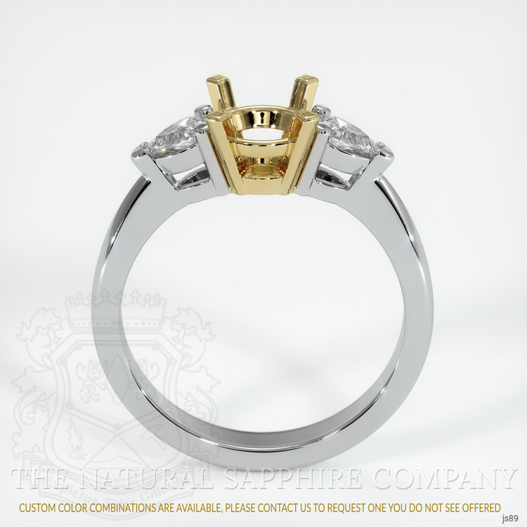 14K Yellow & White Three Stone Ring Setting