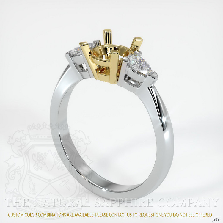 18K Yellow & White Three Stone Ring Setting