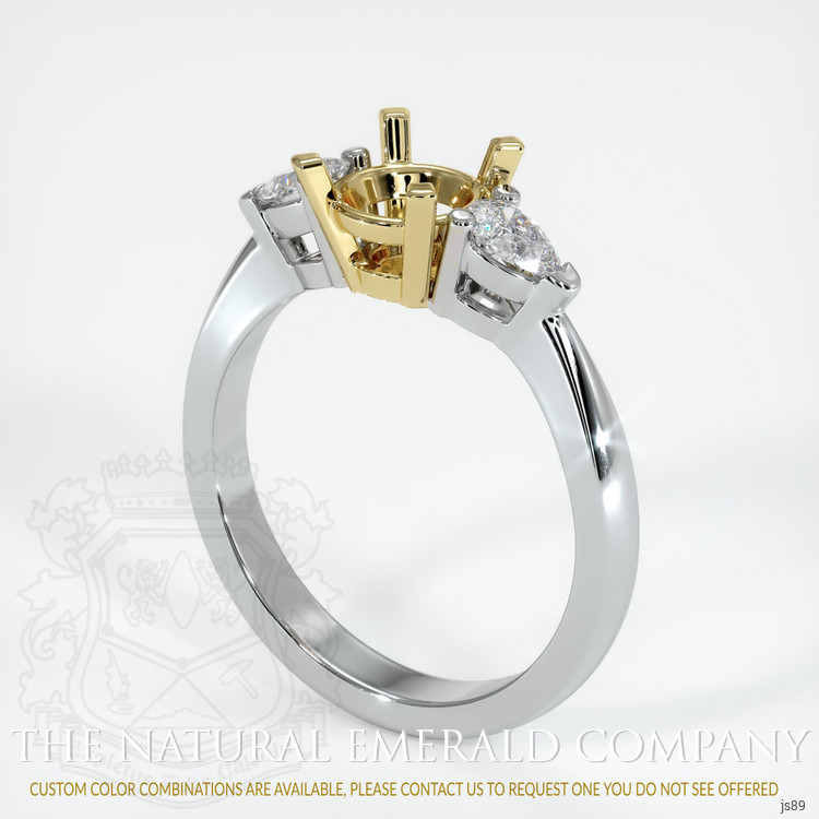 18K Yellow & White Three Stone Ring Setting