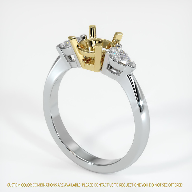 18K Yellow & White Three Stone Ring Setting