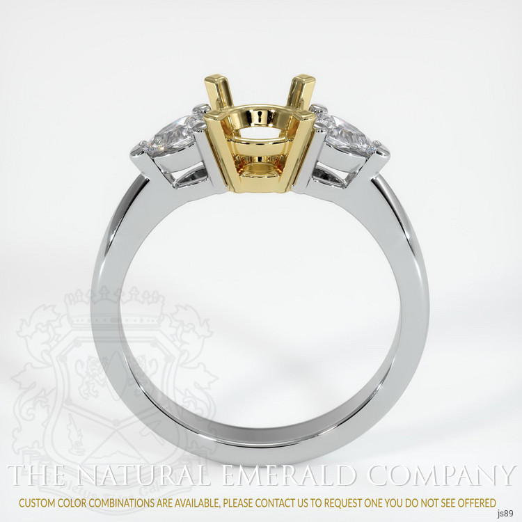 18K Yellow & White Three Stone Ring Setting