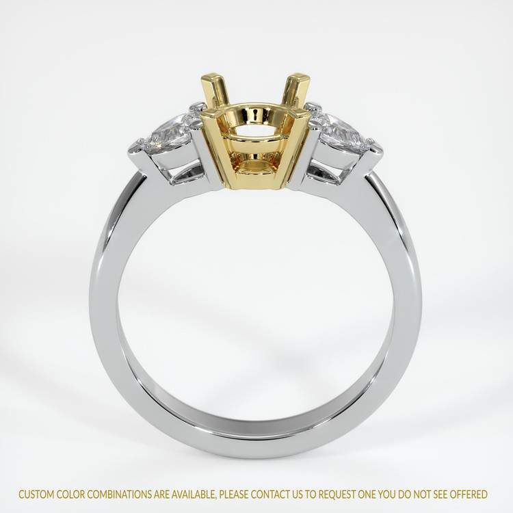 18K Yellow & White Three Stone Ring Setting