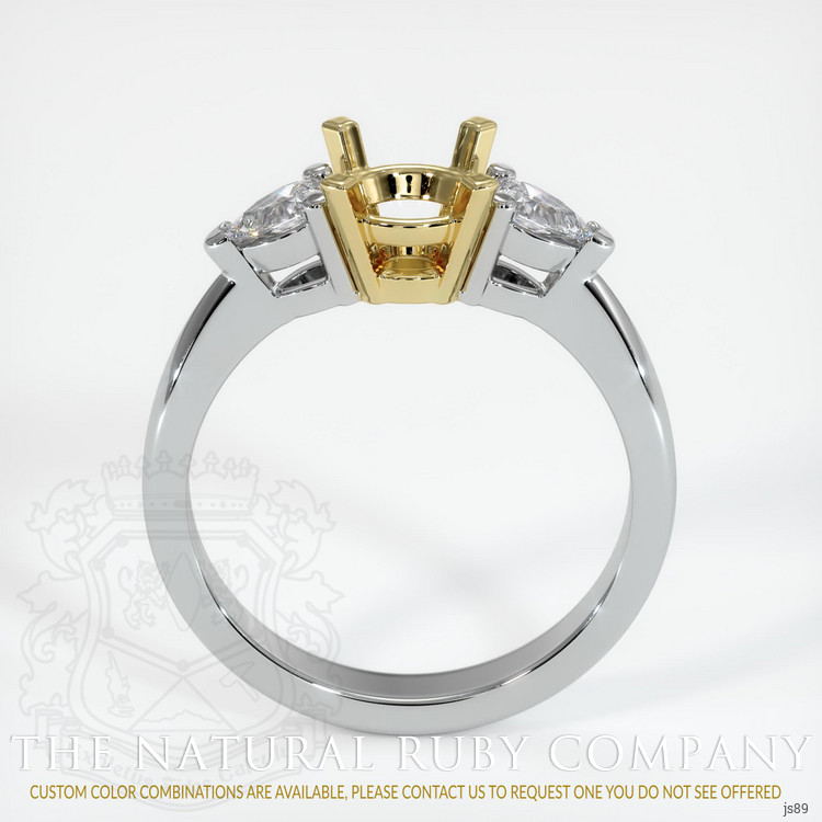 18K Yellow & White Three Stone Ring Setting