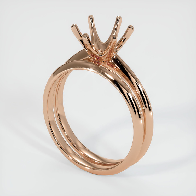 18K Rose Gold Wedding Set Ring Setting