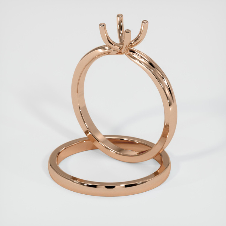 18K Rose Gold Wedding Set Ring Setting
