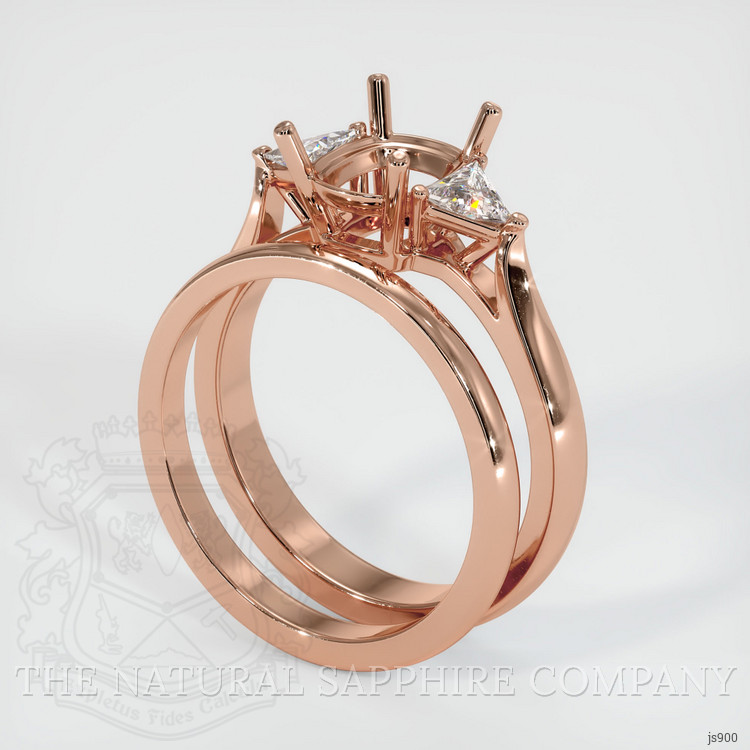 14K Rose Gold Three Stone Ring Setting