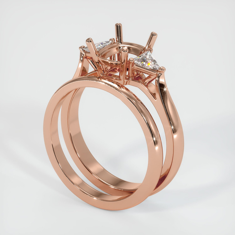 14K Rose Gold Three Stone Ring Setting