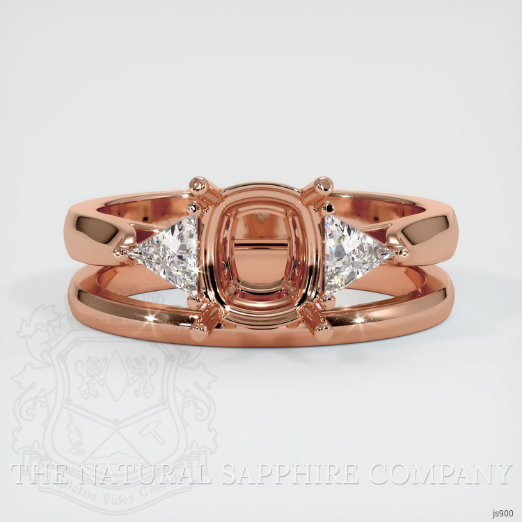 14K Rose Gold Three Stone Ring Setting