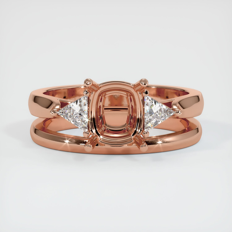 14K Rose Gold Three Stone Ring Setting