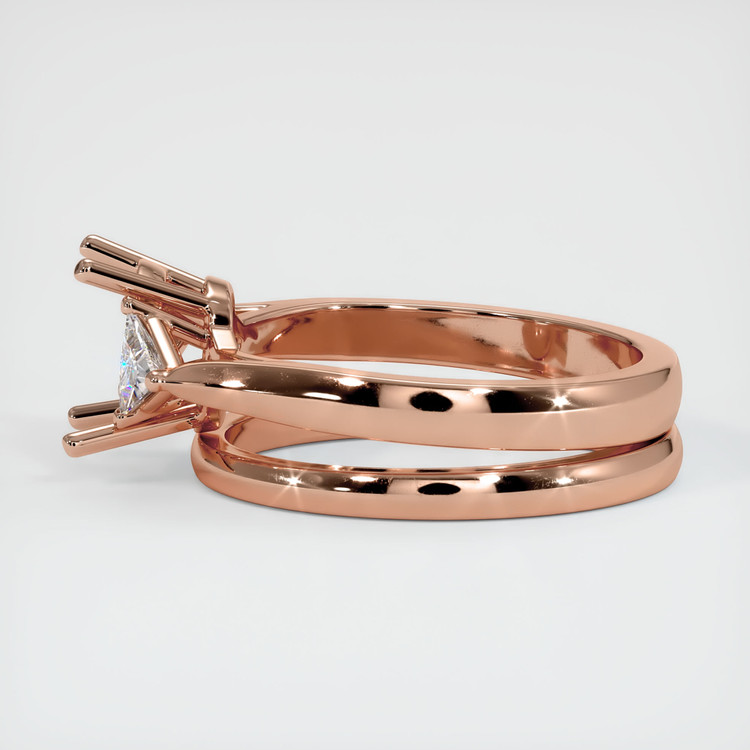 14K Rose Gold Three Stone Ring Setting