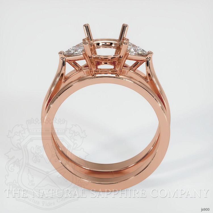 14K Rose Gold Three Stone Ring Setting