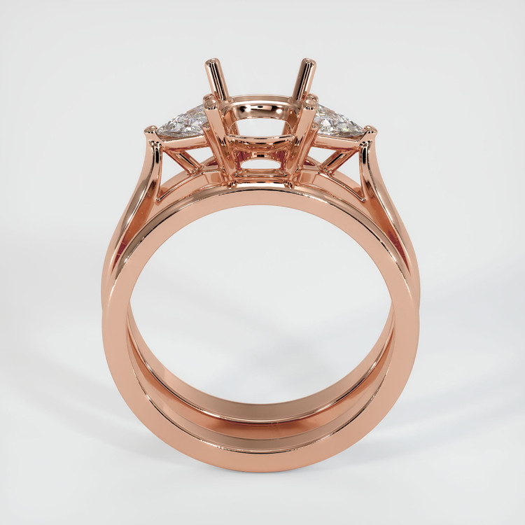 14K Rose Gold Three Stone Ring Setting