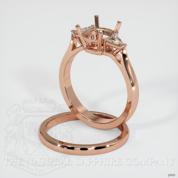 14K Rose Gold Three Stone Ring Setting