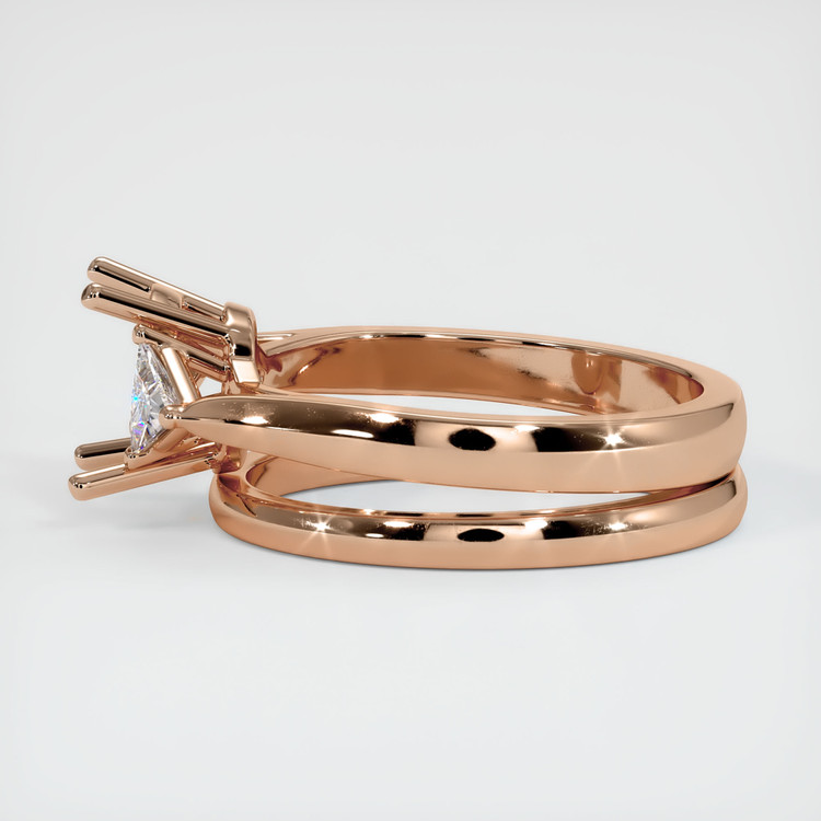 18K Rose Gold Three Stone Ring Setting