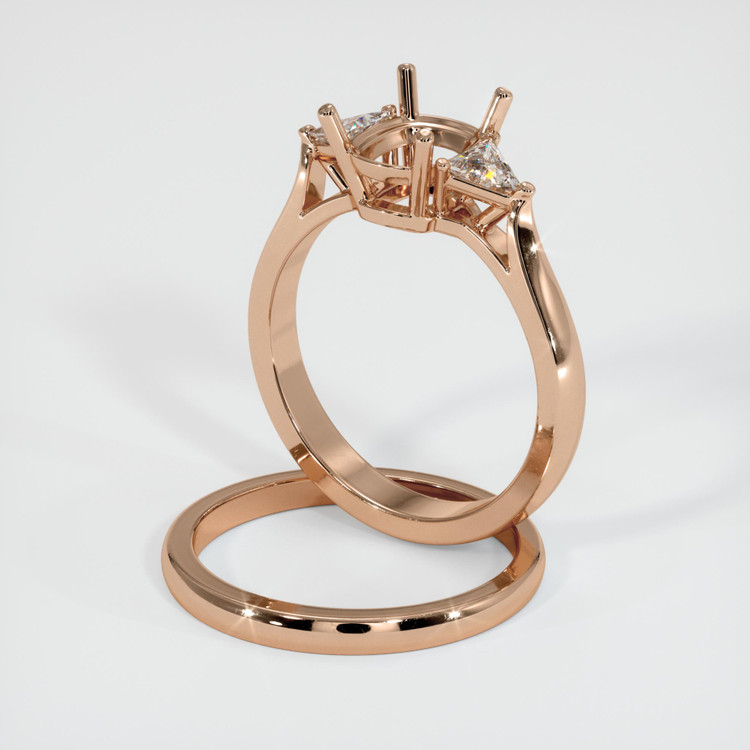 18K Rose Gold Three Stone Ring Setting