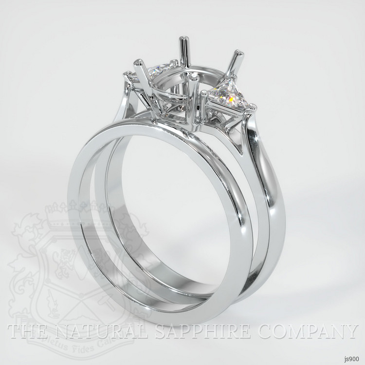 10K White Gold Three Stone Ring Setting